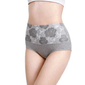 Plus Size High Waist Floral Cotton Panties – Abdominal Slimming, Hygroscopic, Antibacterial Underwear